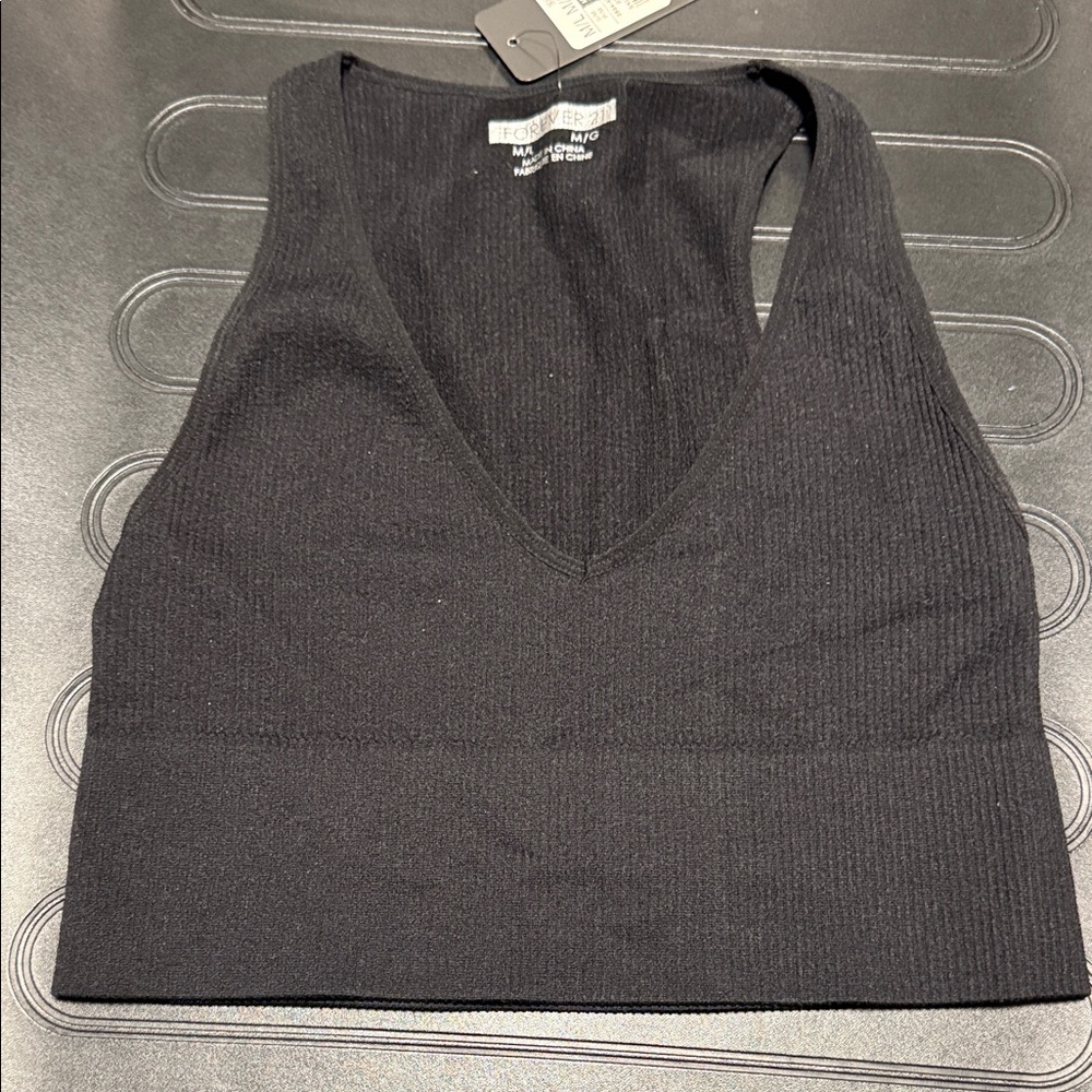 BCBG Black Ribbed Crop Top